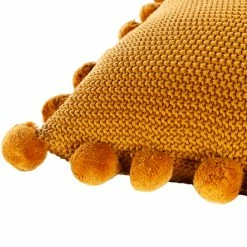 SURYA Pillows + Decor KNITTED COTTON POM PILLOW