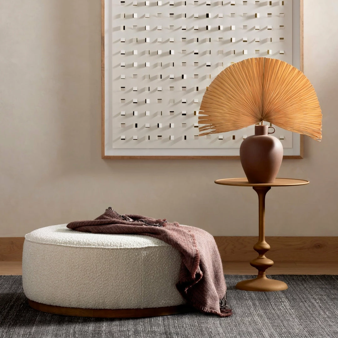 Promo 👏 FOUR HANDS SINCLAIR BOUCLE UPHOLSTERED COCKTAIL OTTOMAN Furniture 🌟 2 FOUR HANDS SINCLAIR BOUCLE UPHOLSTERED COCKTAIL OTTOMAN Furniture