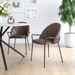 ZUO KURT BROWN LEATHERETTE DINING CHAIR Furniture