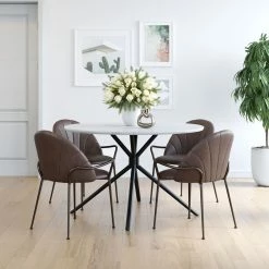 ZUO KURT BROWN LEATHERETTE DINING CHAIR Furniture