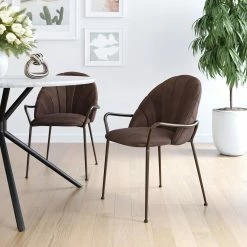 ZUO Furniture KURT BROWN VELVET DINING CHAIR