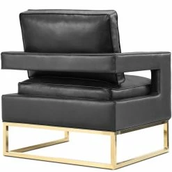 TOV LAURENT BLACK LEATHER ARM CHAIR Living Room
