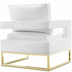 TOV LAURENT WHITE LEATHER ARM CHAIR Living Room
