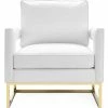 TOV LAURENT WHITE LEATHER ARM CHAIR Living Room