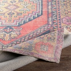SURYA LEILANI VINTAGE PRINT RUG: MAGENTA, DENIM, YELLOW