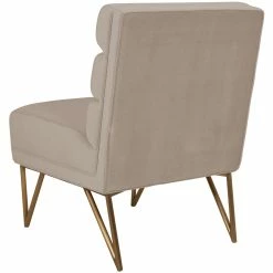 TOV LEONIE ARMLESS ACCENT CHAIR: CREAM VELVET Living Room