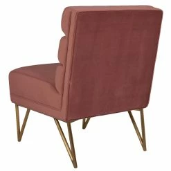 TOV LEONIE ARMLESS ACCENT CHAIR: SALMON VELVET Living Room