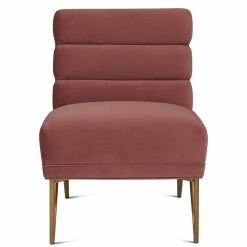 TOV LEONIE ARMLESS ACCENT CHAIR: SALMON VELVET Living Room