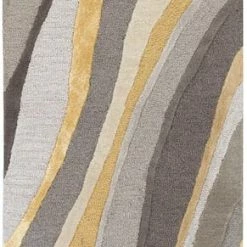 SURYA WAVES WOOL + VISCOSE RUG: GOLD, GRAY