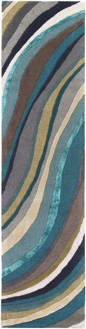 Cheapest ๐ SURYA WAVES WOOL + VISCOSE RUG: TEAL, TAUPE ๐ 2 SURYA WAVES WOOL + VISCOSE RUG: TEAL, TAUPE