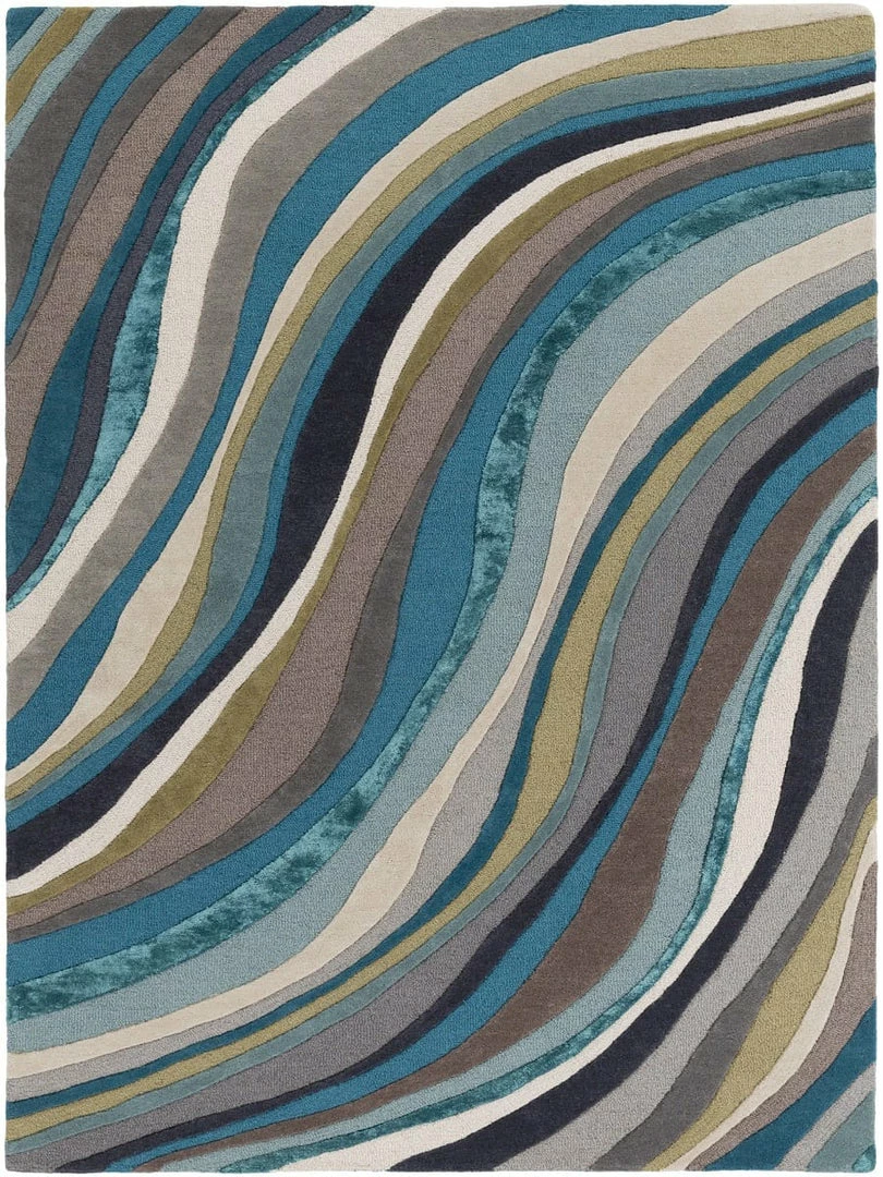 Cheapest ๐ SURYA WAVES WOOL + VISCOSE RUG: TEAL, TAUPE ๐ 1 SURYA WAVES WOOL + VISCOSE RUG: TEAL, TAUPE
