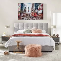 MOES LIAM STORAGE BED: GRAY LINEN