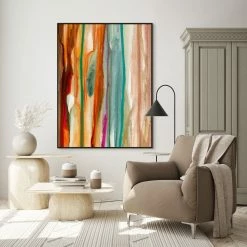 L ART "LINES OF HAPPINESS" MARBLE GLAZE CANVAS ART
