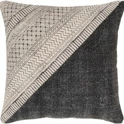 SURYA JOJO WASHED BLACK BLOCK PRINT PILLOW Pillows + Decor