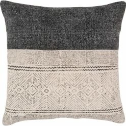 SURYA JOJO WASHED BLACK BLOCK PRINT PILLOW Pillows + Decor