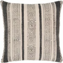 SURYA JOJO WASHED BLACK BLOCK PRINT PILLOW Pillows + Decor