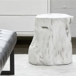 MOES LOG STOOL: ANTIQUE WHITE Living Room