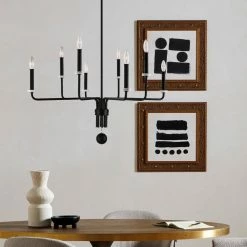 UTTERMOST LOREN MATTE BLACK WITH WHITE MARBLE CHANDELIER