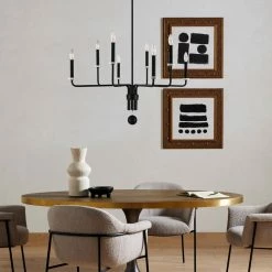 UTTERMOST LOREN MATTE BLACK WITH WHITE MARBLE CHANDELIER