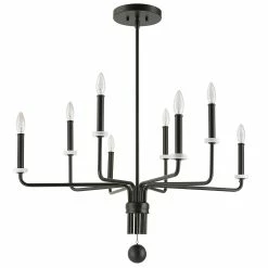 UTTERMOST LOREN MATTE BLACK WITH WHITE MARBLE CHANDELIER