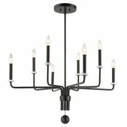 UTTERMOST LOREN MATTE BLACK WITH WHITE MARBLE CHANDELIER