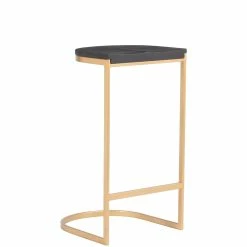 ZUO LOUIS BLACK + GOLD BAR STOOL | SET OF 2 Kitchen + Dining