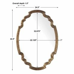 UTTERMOST Mirrors MADELEINE SHAPED OVAL MIRROR: GOLD