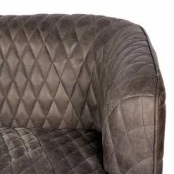 MOES MAGDELAN DIAMOND TUFTED LEATHER SOFA: NIMBUS BLACK