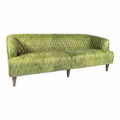 MOES Living Room MAGDELAN DIAMOND TUFTED LEATHER SOFA: GREEN