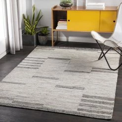 SURYA MAJI WOOL + VISCOSE FLAT RUG: ASH GREY