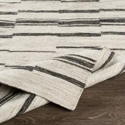 SURYA MAKI WOOL + VISCOSE FLAT RUG: NATURAL, BLACK