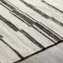 SURYA MAKI WOOL + VISCOSE FLAT RUG: NATURAL, BLACK