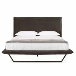 MOES MANILLA GREY VELVET PLATFORM KING BED Furniture
