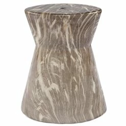 SURYA Furniture MARBLED CERAMIC GARDEN STOOL: SANDSTONE