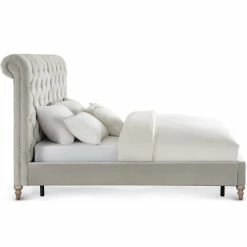 TOV MARION SILVER VELVET BED Bedroom
