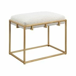 UTTERMOST MECCA SHEARLING + GOLD SMALL BENCH