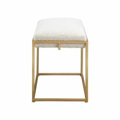 UTTERMOST MECCA SHEARLING + GOLD SMALL BENCH