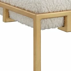 UTTERMOST MECCA SHEARLING + GOLD SMALL BENCH