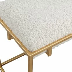 UTTERMOST MECCA SHEARLING + GOLD SMALL BENCH