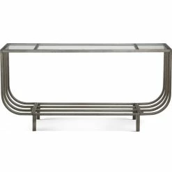UTTERMOST Living Room MIKEL SILVER LEAF IRON CONSOLE