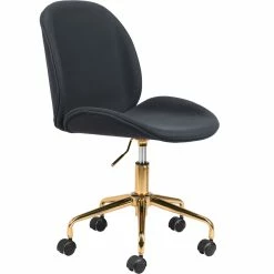 ZUO MILES BLACK VELVET OFFICE CHAIR