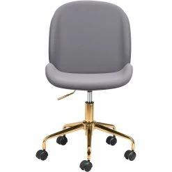 ZUO MILES GREY VELVET OFFICE CHAIR