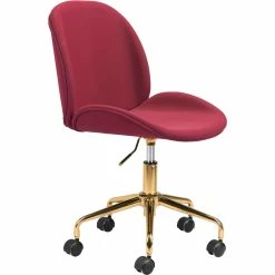 ZUO MILES RED VELVET OFFICE CHAIR