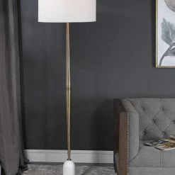UTTERMOST Lighting MINETTE BRASS + MARBLE FLOOR LAMP