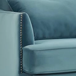 TOV MIRANDA SEA BLUE VELVET WING CHAIR
