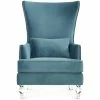 TOV MIRANDA SEA BLUE VELVET WING CHAIR