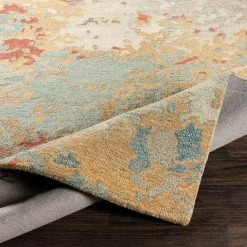 Best deal ✨ SURYA ARTSCAPE WOOL RUG: RUST, AQUA ✔️ 7 SURYA ARTSCAPE WOOL RUG: RUST, AQUA