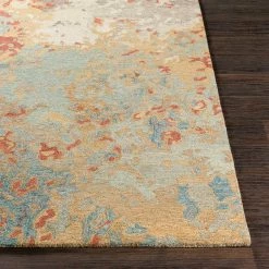 Best deal ✨ SURYA ARTSCAPE WOOL RUG: RUST, AQUA ✔️ 8 SURYA ARTSCAPE WOOL RUG: RUST, AQUA