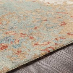 Best deal ✨ SURYA ARTSCAPE WOOL RUG: RUST, AQUA ✔️ 9 SURYA ARTSCAPE WOOL RUG: RUST, AQUA