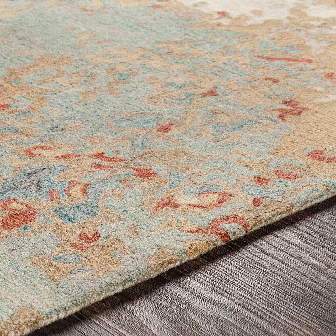 Best deal ✨ SURYA ARTSCAPE WOOL RUG: RUST, AQUA ✔️ 5 SURYA ARTSCAPE WOOL RUG: RUST, AQUA